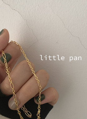 黑色滴胶人牌925纯银镀金女项链