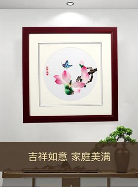 品粤广绣粤秀非遗文化手工艺品刺绣挂画客厅卧室装饰挂画可定制