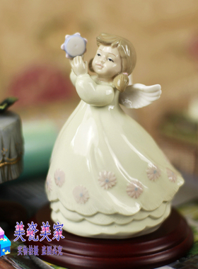 英国陶瓷人物天使精致生日音乐
