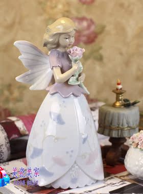 英国陶瓷生日大蝴蝶花仙子摆件