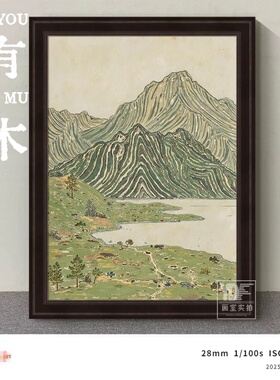 复古侘寂风山水纯手绘油画