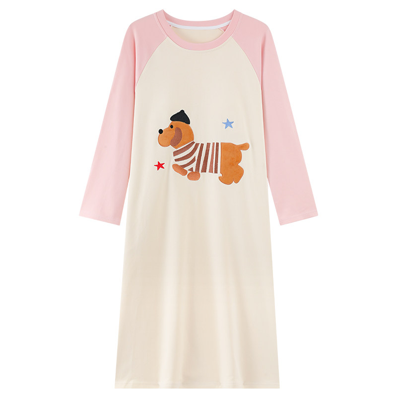 防凸点睡裙纯棉春秋季2025新款带胸垫睡衣秋冬款少女士家居服长袖,淘宝优惠券,粉丝福利购,淘宝优惠卷