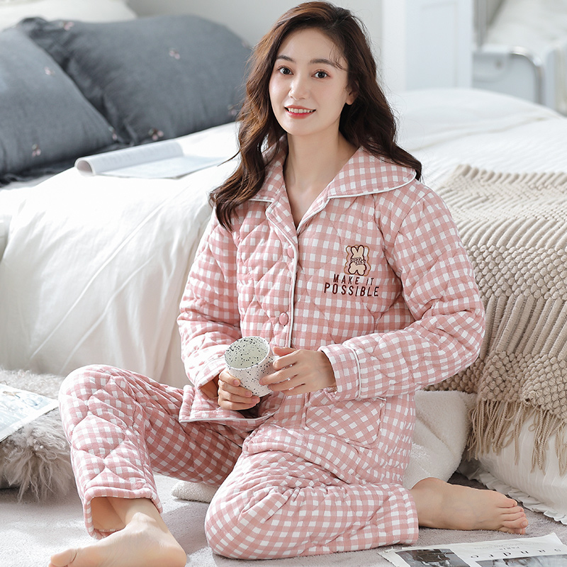 芬腾可安纯棉夹棉睡衣女冬季加厚三层保暖棉袄冬款大码中年家居服,淘宝优惠券,粉丝福利购,淘宝优惠卷