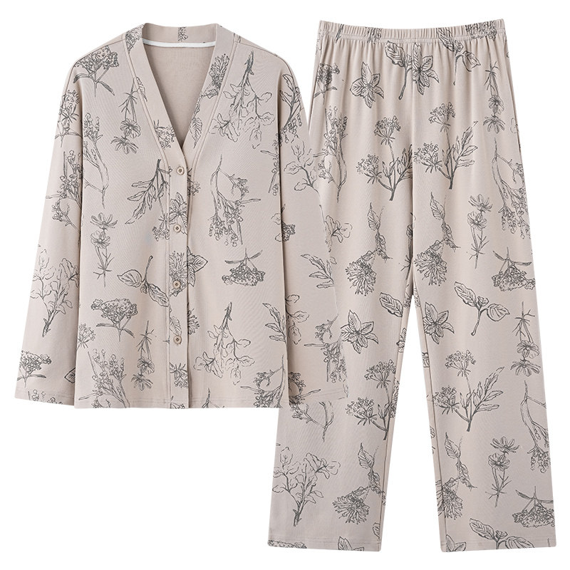 春秋款带胸垫纯棉睡衣女士春季长袖套装家居服可外穿2025新款全棉,淘宝优惠券,粉丝福利购,淘宝优惠卷