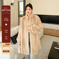 Meteor Variation Imported Velvet Purple Mark Water Mink Fur Coat Stand in the long section of the whole mink mink fur