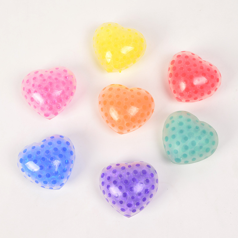 Squishy tpr love heart Fidget toys kids squeeze water bead - 图0