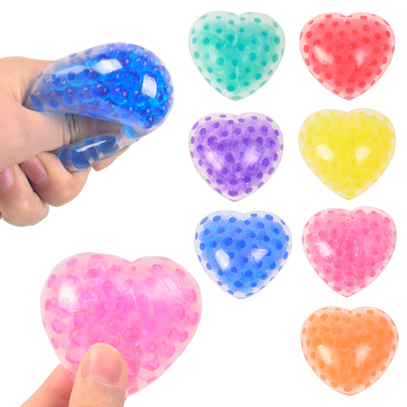 Squishy tpr love heart Fidget toys kids squeeze water bead - 图2