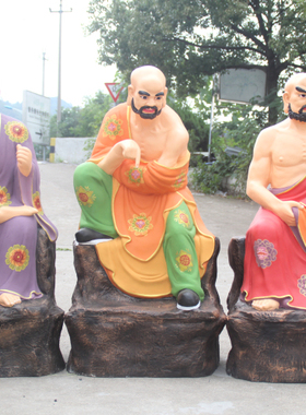 1米1高十八罗汉佛像 伏虎 降龙罗汉 达摩祖师 十八尊者 树脂佛像