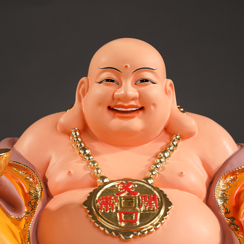 供奉笑佛大肚弥勒佛摆件客厅树脂佛像大肚佛弥勒菩萨红衣弥勒佛_虎窝淘
