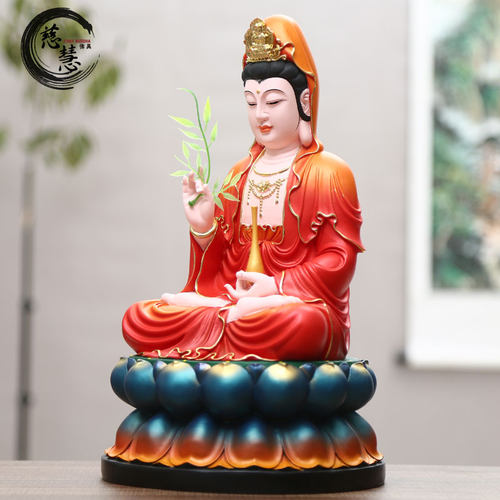 工厂直销佛像佛堂用品树脂玻璃钢观音菩萨锻彩观世音菩萨观音 - 图1