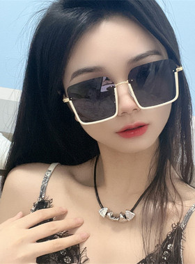 遮阳方形复古欧美女大框切边墨镜