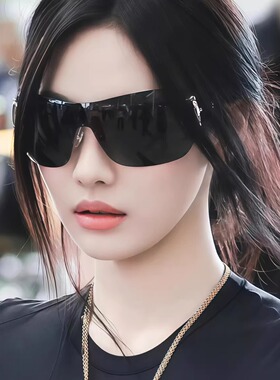 宁艺卓款科技感连体黑色无框墨镜