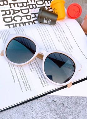 韩国罗马假日太阳镜女士潮网红同款圆框偏光复古墨镜白色沙滩百搭