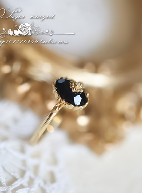 戒指925纯银黑玛瑙复古风女