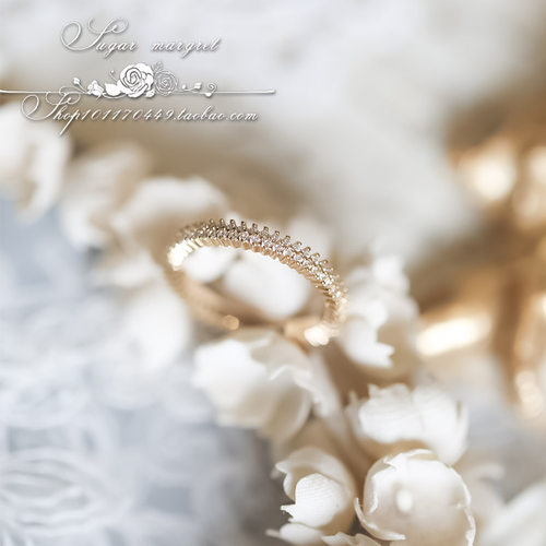 Glimmer 微光  精致双层钻整圈钻 气质款 925纯银镀金戒指 - 图3