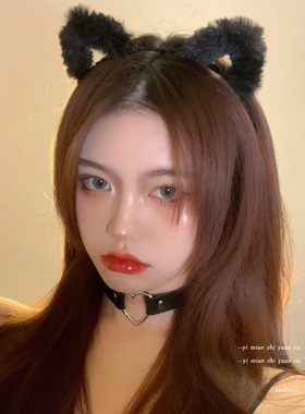 可爱蕾丝猫耳朵发箍女洗脸压发头饰白色兔子头箍小野猫直播发卡
