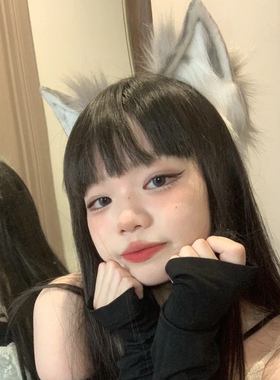 仿真手作cos灰色兽耳发箍女狐狸猫耳朵头饰猫咪灰狼耳男生发卡潮