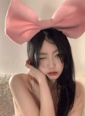 超大蝴蝶结头饰立体网纱黑色夸张公主发箍迪士尼拍照写真头箍绿色