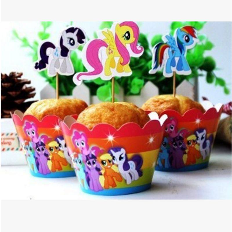 生日派对烘焙甜品纸质蛋糕包装杯 卡通小马宝莉纸杯蛋糕围边插牌,淘宝优惠券,粉丝福利购,淘宝优惠卷