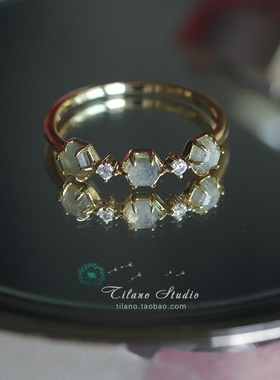 蜂巢设计戒指天然石纯银