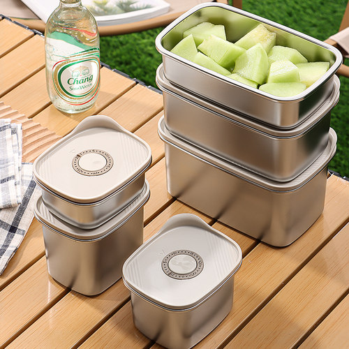 304不锈钢水果盒外出带便携学生上班专用野餐户外露营保鲜便当盒 - 图1