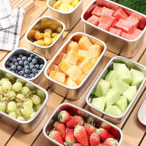 304不锈钢水果盒外出带便携学生上班专用野餐户外露营保鲜便当盒 - 图3