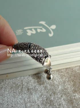 NA。925纯银泰国手工鱼铃铛马赛克任意弯曲 手链diy饰品配件
