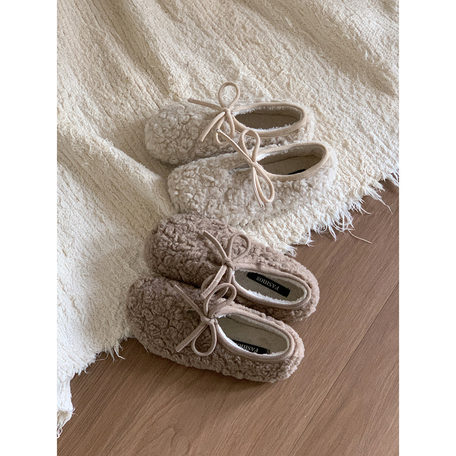 路十三秋冬毛毛鞋子女冬外穿2025新款平底复古加绒羊羔毛豆豆棉鞋,淘宝优惠券,粉丝福利购,淘宝优惠卷