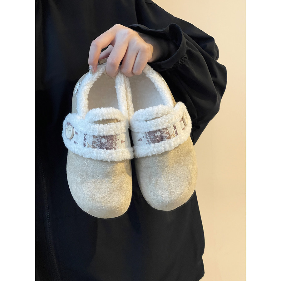 冬季厚底保暖加绒勃肯鞋女2025新款包头懒人一脚蹬棉鞋外穿毛毛鞋,淘宝优惠券,粉丝福利购,淘宝优惠卷