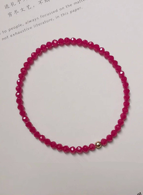 红刚玉刻面手链女轻奢极细手串人造红宝石高级感精致新年红水晶