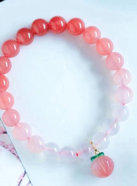 女南红玛瑙荔枝水蜜桃甜美手链