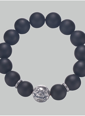 男女情侣黑玛瑙银貔貅原创手链