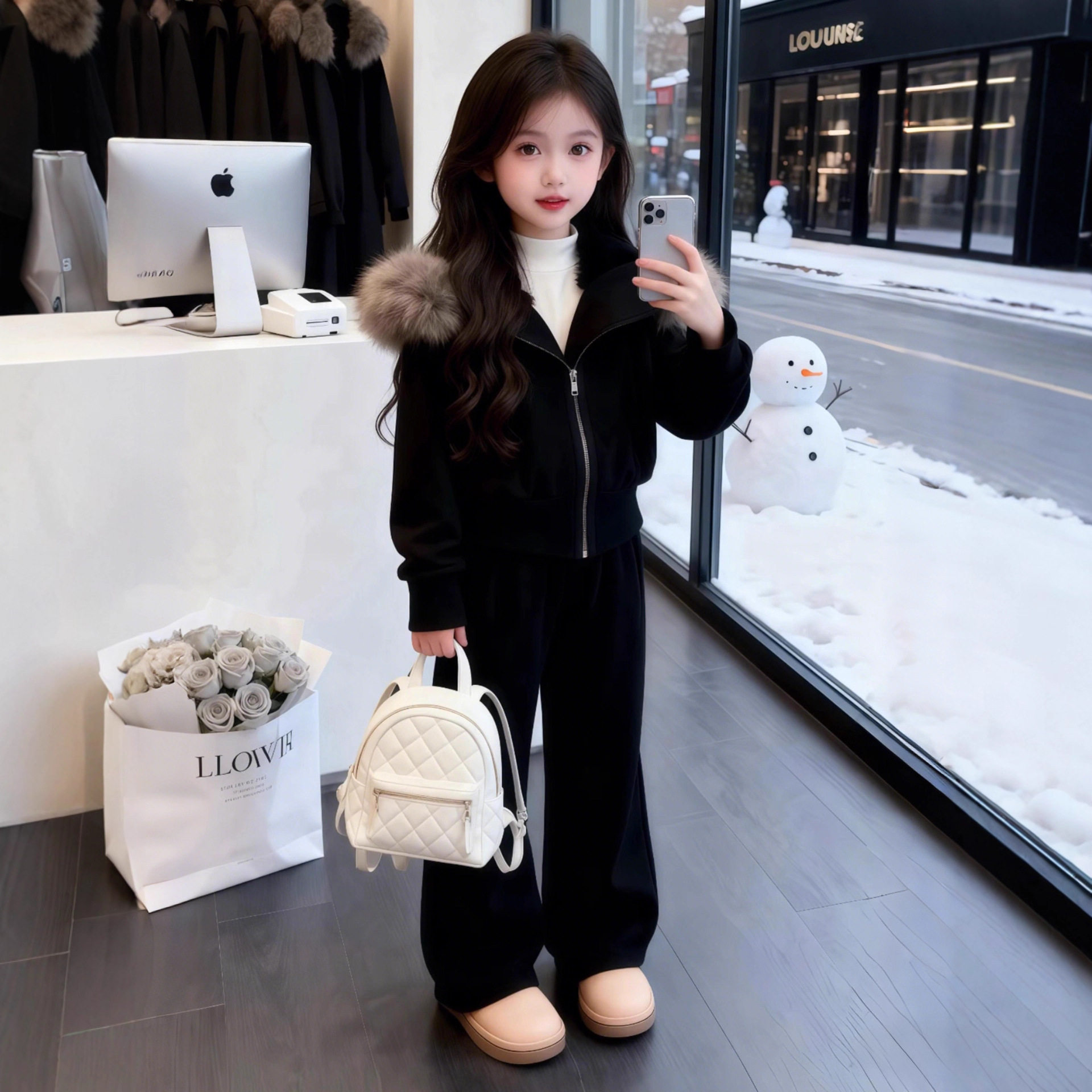 女童冬装一体绒加厚连帽外套长裤两件套2025新款中大童韩版套装潮,淘宝优惠券,粉丝福利购,淘宝优惠卷