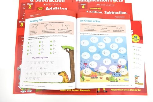 Scholastic Success with Math Caculation学乐成功系列小学数学专项加法加法乘法除法分数小数应用题英文原版进口图书-图1