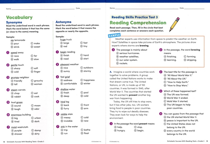 学乐成功系列英语阅读理解测试练习册 Scholastic Success With Reading Tests Grade 3-6 小学3-6年级阅读理解测试题4册 英文原版 - 图3