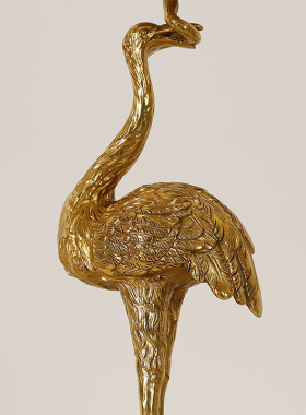 法式复古奢华全铜装饰烛台欧式轻奢别墅客厅脱蜡铜工艺仙鹤摆件