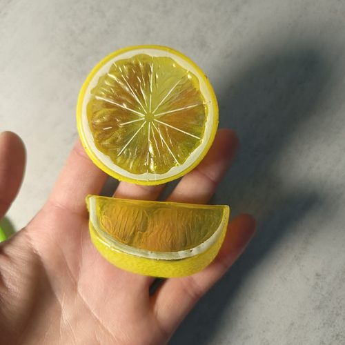仿真青黄柠檬片橙子猕猴桃切块假水果蔬拍照装饰品儿童益智玩道具 - 图0