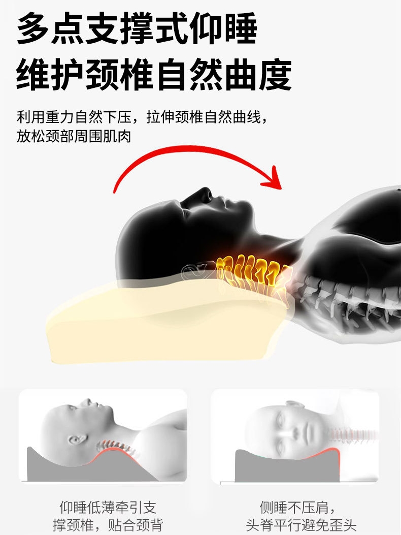 新品蝶形枕太空记忆棉慢回弹护颈椎枕透气蝴蝶枕侧睡仰睡专用枕单