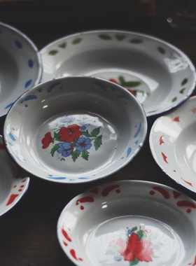 清仓包邮中式搪瓷盘静物摄影餐具