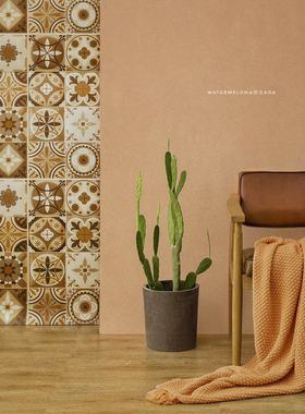 仿真复古花砖双面背景纸