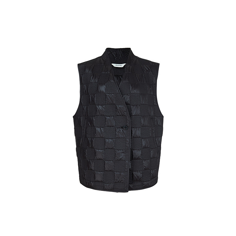 Marisfrolg玛丝菲尔2025冬新款黑色格纹收腰挺阔气质棉服马甲上衣,淘宝优惠券,粉丝福利购,淘宝优惠卷