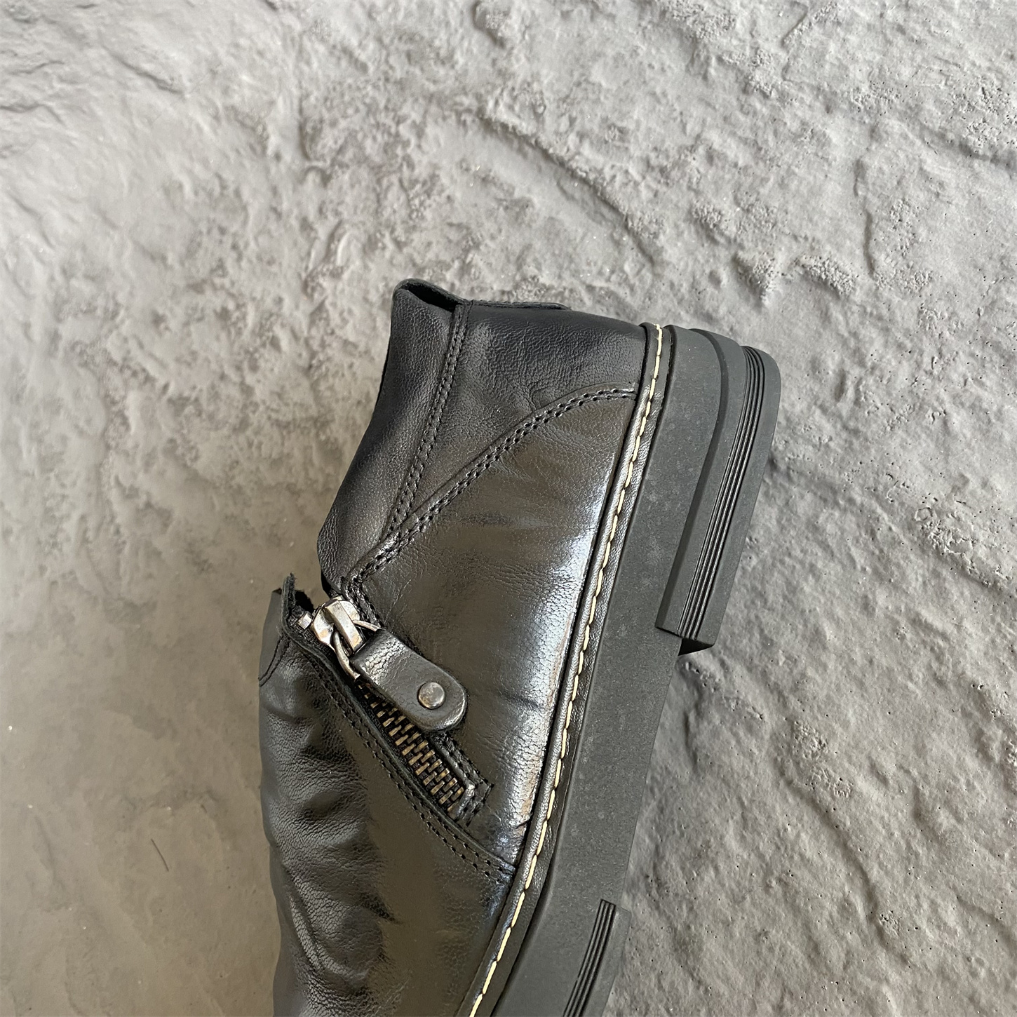 英伦风商务正装一脚蹬懒人鞋黑色百搭38/39码低帮单鞋真皮大头鞋 - 图3