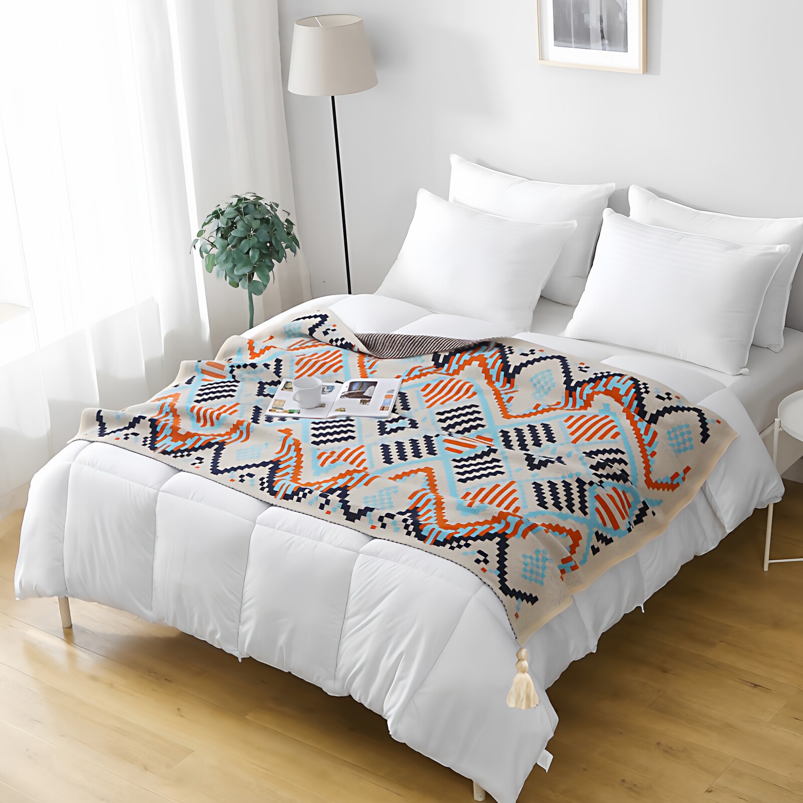 波西米亚北欧风针织毯办公室午睡毯沙发毯子单人披肩盖毯民宿毛毯