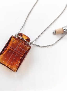 CoolDIY手工方形琉璃精油瓶项链