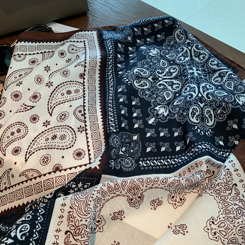 2026新款复古佩斯利花纹老钱风方巾丝巾女春夏领巾时尚绑腰围巾 - 图3