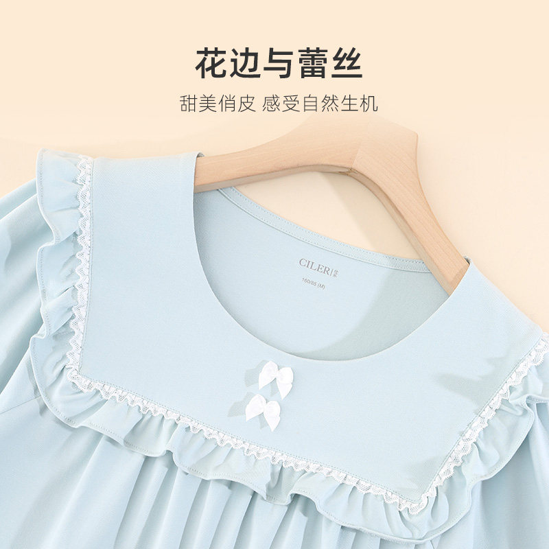 仕乐公主风长袖睡裙女甜美可爱宫廷风宽松家居裙睡衣套装春秋款,淘宝优惠券,粉丝福利购,淘宝优惠卷