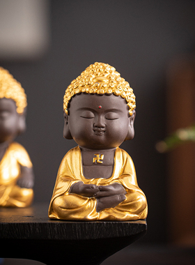 家居饰品精品紫砂禅意佛像小如来