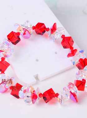大红色斜方糖手链奥地利水晶女简约手串华子闪亮简约本命年饰品
