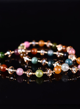 2021新款双层手链女多层碧玺首饰