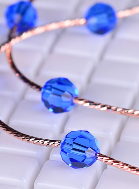 玫瑰水晶宝蓝色时尚风礼物项链